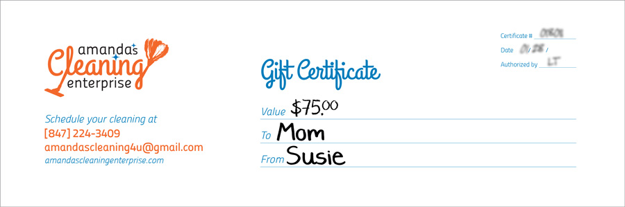 Cleaning Gift Certificate